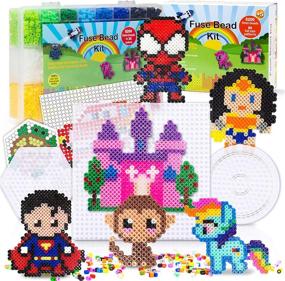 img 4 attached to 🧩 5200 5mm Fuse Beads Kit for Kids - 80 Patterns, 3 Pegboards, Tweezers - Perler Beads Kit Compatible with Hama Beads, Melty Beads, Melting Beads - Iron Beads Craft Beads Bulk Beados Kit with Storage