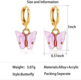 img 1 attached to 🦋 Colorful Acrylic Butterfly Shaped Huggie Hoop Earrings Set - 12 Pairs for Women, Girls, and Teens, Butterfly Jewelry Gifts