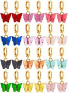 🦋 colorful acrylic butterfly shaped huggie hoop earrings set - 12 pairs for women, girls, and teens, butterfly jewelry gifts logo