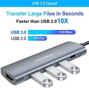 img 1 attached to 5-in-1 USB C Docking Station: VKUSRA USB C Hub Adapter with 4K HDMI, USB-C PD Charging, 3 USB 3.0 Ports - Compatible with MacBook/Pro, Chromebook, and More