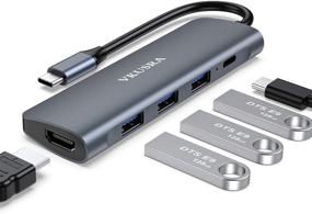 img 4 attached to 5-in-1 USB C Docking Station: VKUSRA USB C Hub Adapter with 4K HDMI, USB-C PD Charging, 3 USB 3.0 Ports - Compatible with MacBook/Pro, Chromebook, and More