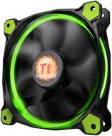 🌀 зеленый вентилятор thermaltake riing 12 series 120 мм с высоким статическим давлением, круглый светодиодный кольцевой вентилятор с системой антивибрации для охлаждения корпуса и радиатора - cl-f038-pl12gr-a логотип