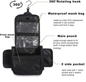 img 2 attached to 🧳 Spacious Hanging Toiletry Bag: Convenient Travel Organizer for Men & Women - Waterproof, Durable Nylon, Swivel Hook Included!