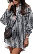 yimoon womens houndstooth shacket black m logo