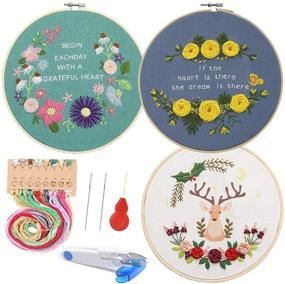 img 4 attached to Embroidery Starter Kit with 3 Embroidery Models, Pattern and Instructions Included, Extensive Range of Tools, 3 Bamboo Embroidery Hoops, Color Threads Needle Set (Flowers, Rose, Deer)