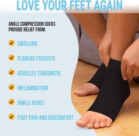 img 2 attached to 🧦 Premium Ankle Compression Sleeve for Swelling, Plantar Fasciitis, Sprain & Neuropathy – Open Toe Nano Brace for Men and Women (Black, Medium)