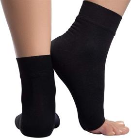 img 4 attached to 🧦 Premium Ankle Compression Sleeve for Swelling, Plantar Fasciitis, Sprain & Neuropathy – Open Toe Nano Brace for Men and Women (Black, Medium)