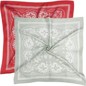 img 4 attached to 🧣 27.5 Inch Silk Head Scarf for Women and Men - Vintage Bandanas, Satin Hair Wrap Scarf, Silk Neckerchief Square Scarves (VL9549)