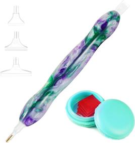 img 4 attached to BEIFUMEI Diamond Painting Pen: Handmade Resin Pen with Waxes, Box, and Tips for 5D Diamond Painting and Nail Art