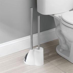 img 1 attached to 🚽 iDesign Plastic Toilet Bowl Plunger Set: Compact Combo for Neat Storage, Perfect for Any Bathroom Space – White