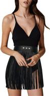 👗 black gypsy style tassel belt with fringe - maikun women's leather dress belt logo