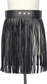 img 1 attached to 👗 Black Gypsy Style Tassel Belt with Fringe - Maikun Women's Leather Dress Belt