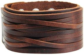 img 4 attached to Кожаный браслет GelConnie Leather Cuff - Punk плетеный браслет - Rock кожаные браслеты - Готический регулируемый обертывающийся браслет для мужчин, женщин.