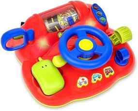 img 4 attached to 🚗 Игрушка My First Steering Wheel от Playkidz, Игровой набор с подсветкой, звуком и телефоном, имитация вождения – 10x8 дюймов, рекомендуется для детей возрастом от 18 месяцев и старше.