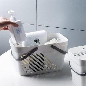 img 3 attached to ALINK Gray Portable Shower Caddy: Convenient Plastic 🚿 Storage Organizer for Bathroom, College Dorm, Kitchen, Camp, Gym