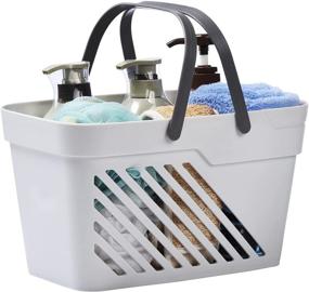 img 4 attached to ALINK Gray Portable Shower Caddy: Convenient Plastic 🚿 Storage Organizer for Bathroom, College Dorm, Kitchen, Camp, Gym