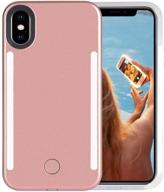 📸 wellerly led selfie light case for iphone xs/x - rechargeable illuminated cell phone cover with dual light up luminous flashlights (rose gold) logo