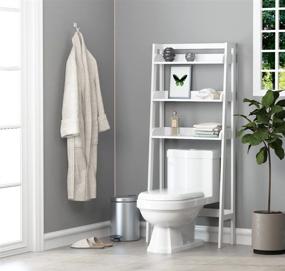 img 2 attached to 🚽 White UTEX Over The Toilet Bathroom Organizer: 3-Shelf Bathroom Spacesaver