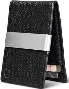 img 4 attached to Men's Pebble Grain Leather Minimalist Wallet for Money & Cards - Stylish Accessory with Organizers