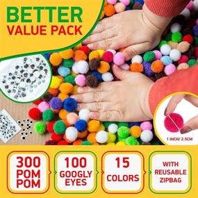 img 3 attached to 🎨 Zelssi 400 Pcs Vibrant Pom Poms and Googly Eyes Combo - Assorted Colors for DIY Crafts and Decorations