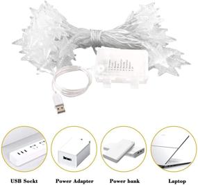 img 2 attached to 🌟 Aluan 50 LED Star String Lights: Waterproof Twinkle Fairy Lights for Indoor/Outdoor, USB & Battery Operated with 8 Modes - Ideal for Christmas, Parties, Weddings, and More (Warm White)