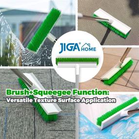 img 1 attached to 🧹 JIGA 2 Pack Floor Scrub Brush with Long Handle - Stiff Bristle Brush Scrubber for Cleaning Deck, Bathroom, Tub, Tile, Grout, Kitchen, Pool, Patio, Garages - Green