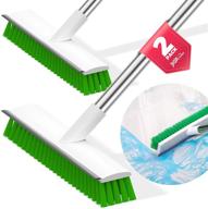 🧹 jiga 2 pack floor scrub brush with long handle - stiff bristle brush scrubber for cleaning deck, bathroom, tub, tile, grout, kitchen, pool, patio, garages - green logo