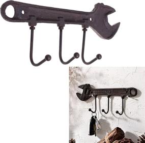 img 3 attached to 🔧 Vintage-Style Wall Mounted Coat Hook Key Hanger Home Organizer Rack (Spanner-Shaped) by Beautyflier