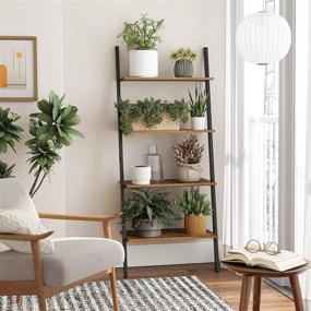 img 1 attached to 📚 VASAGLE Industrial Ladder Shelf: 4-Tier Bookshelf for Stylish Storage in Living Room, Kitchen, or Office