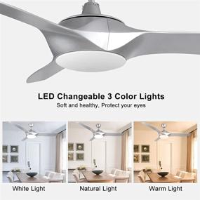 img 3 attached to Depuley 52-Inch Flush Mount Ceiling Fan Light Remote Control, Low Profile 3 Reversible Blades Fixture Living Room Dining Room Bedroom, 3000K-6000K Changeable Nickel