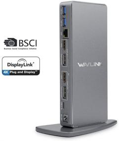 img 4 attached to High-Performance 5K HD USB C Dock: WAVLINK Universal USB Docking Station for Windows 7/8/8.1/10 & Mac - Dual 4K Video Display, Aluminum Design, Gigabit Ethernet, Audio, Mic, 2HDMI, 2DP Port