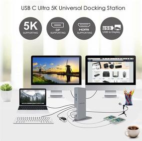 img 3 attached to High-Performance 5K HD USB C Dock: WAVLINK Universal USB Docking Station for Windows 7/8/8.1/10 & Mac - Dual 4K Video Display, Aluminum Design, Gigabit Ethernet, Audio, Mic, 2HDMI, 2DP Port