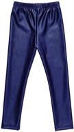 hiigoo girls elastic faux leather pants: stylish warm trousers for kids 2-14 years old logo