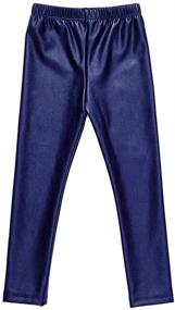 img 4 attached to Девочки эластичные брюки из искусственной кожи Hiigoo: стильные теплые штаны для детей от 2 до 14 лет.