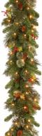 🎄 9-foot pre-lit artificial christmas garland by national tree company - green wintry pine with white lights, decorated with pine cones and berry clusters - plug-in for christmas collection logo