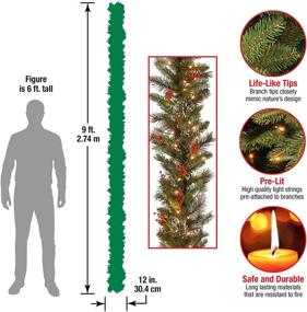 img 3 attached to 🎄 9-Foot Pre-Lit Artificial Christmas Garland by National Tree Company - Green Wintry Pine with White Lights, Decorated with Pine Cones and Berry Clusters - Plug-In for Christmas Collection