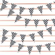 checker pattern plastic pennant racing banner – 100ft long car finish line – ideal for decorations, birthdays, events, festivals – perfect for children & adults logo