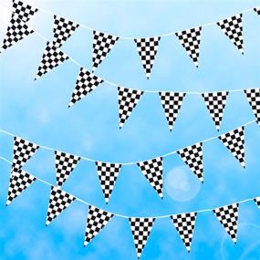 img 1 attached to Checker Pattern Plastic Pennant Racing Banner – 100ft Long Car Finish Line – Ideal for Decorations, Birthdays, Events, Festivals – Perfect for Children & Adults