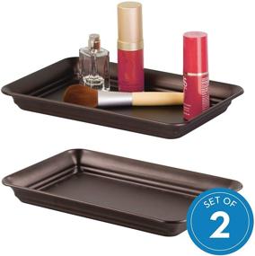 img 4 attached to 🛁 iDesign Bronze Countertop Guest Towel Tray Set of 2 - Bathroom Vanity Organizer, 02871M2
