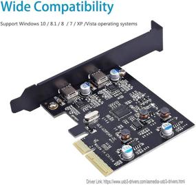 img 2 attached to High-Speed USB 3.1 Gen 2 (10 Gbps) 2-Port Type C Expansion Card with Asmedia Chipset for Windows & Linux – PCI-E PCI Express 4X (2XType C)