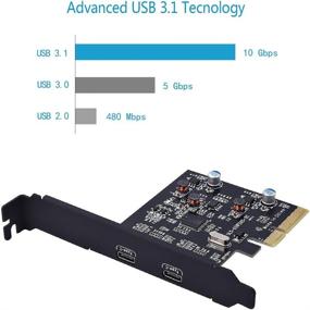 img 1 attached to High-Speed USB 3.1 Gen 2 (10 Gbps) 2-Port Type C Expansion Card with Asmedia Chipset for Windows & Linux – PCI-E PCI Express 4X (2XType C)