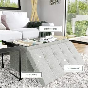 img 1 attached to Grey 30 Inch Rectangle Foldable Storage Ottoman with Buttonless Square Tufting - Foot Rest, Holds Up to 330 lbs - Edenbrook