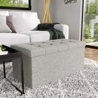 grey 30 inch rectangle foldable storage ottoman with buttonless square tufting - foot rest, holds up to 330 lbs - edenbrook logo