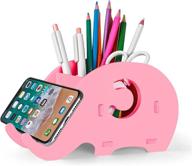 🐘 efficient desk supplies organiser: mokani elephant pencil holder with cell phone stand - multifunctional office accessories for desk decoration and organisation логотип