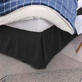 img 2 attached to 🛏️ PiccoCasa Pleated Bed Skirt - Classic Polyester Dust Ruffled Fade & Wrinkle-Resistant Design with 14 Inch Drop - Black Queen Size