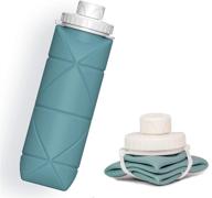 portable collapsible water bottle for travelling, camping, and hiking - green logo