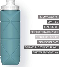 img 3 attached to Portable Collapsible Water Bottle for Travelling, Camping, and Hiking - Green