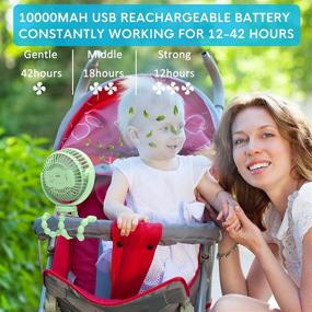 img 2 attached to 🌬️ Portable Stroller Fan: Flexible Clip-On Small Fan with 10000mAh Battery, Perfect for Baby Strollers, Carseats, Golf Carts, Camping, and Travel