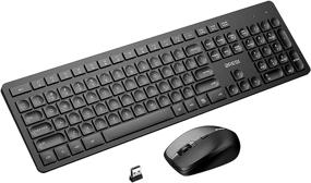 img 4 attached to Full-Size Silent Slim 2.4GHz USB Wireless Keyboard and Mouse Combo for Kids E-Learning PC Desktop Computers Notebook Laptop Windows Office Home - BreSii Keyboard and Mouse Computer Keyboards Mice