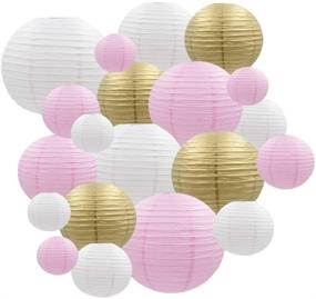 img 4 attached to 🏮 BllalaLab Decorative Party Paper Lanterns: 20 Pcs Multicolor Pink White Metallic Gold Round Japanese/Chinese Lantern Lamp Garland for Wedding, Bridal, Baby Shower, Birthday - Indoor/Outdoor